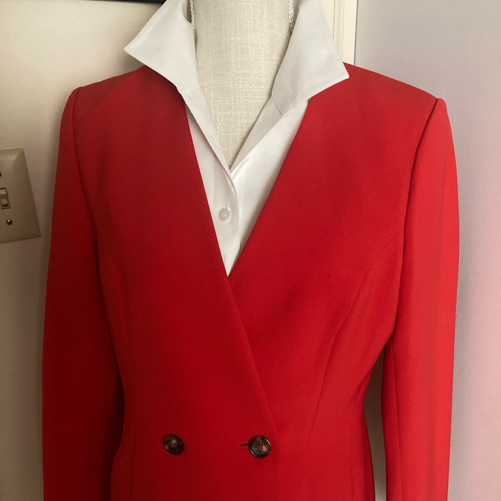 Donna Karan red  double breasted blazer